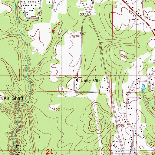 Topographic Map of Unity Church, AL