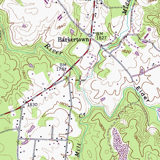 Topographic Map of Elder Thicket Gulf, TN