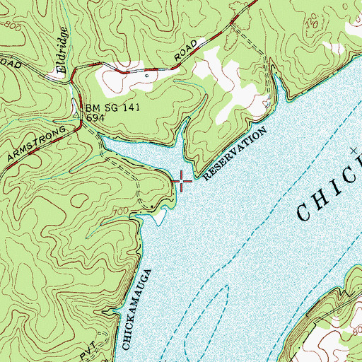 Topographic Map of Eldridge Branch, TN