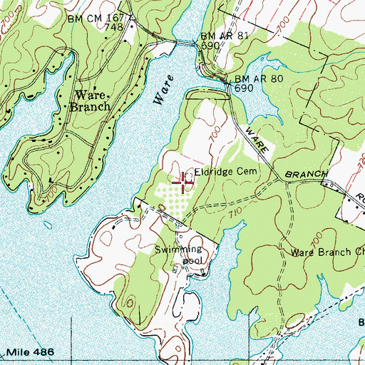 Topographic Map of Eldridge Cemetery, TN