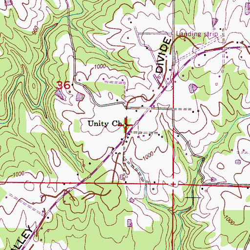 Topographic Map of Unity Freewill Baptist Church, AL