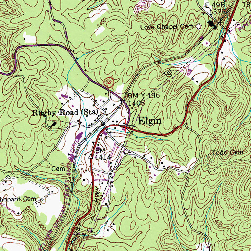 Topographic Map of Elgin, TN