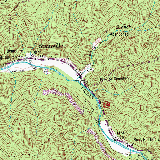 Topographic Map of Eli Branch, TN