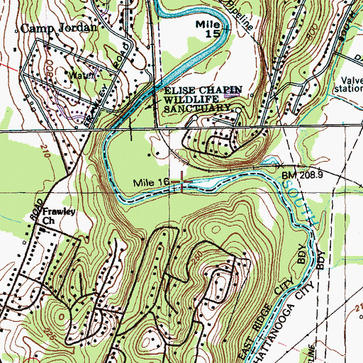Topographic Map of Elise Chapin Wildlife Sanctuary, TN