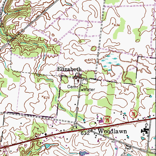Topographic Map of Elizabeth Church, TN