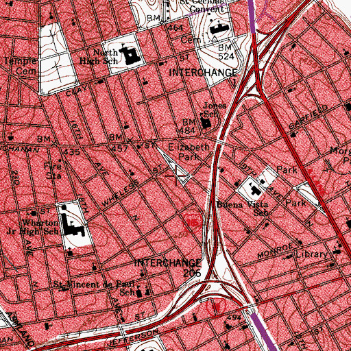 Topographic Map of Elizabeth Park, TN