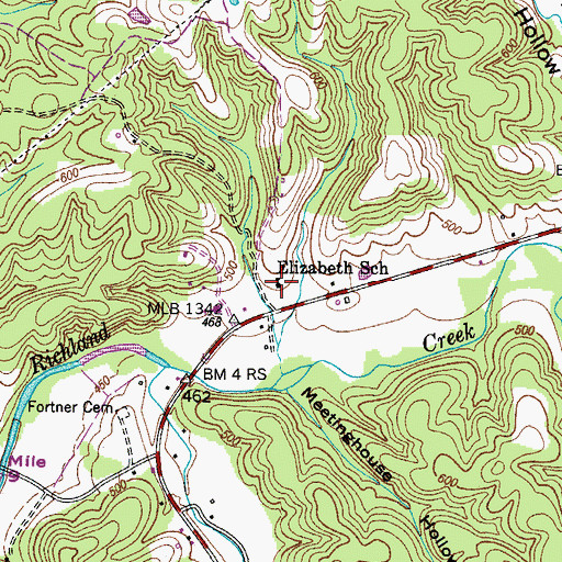 Topographic Map of Elizabeth School, TN