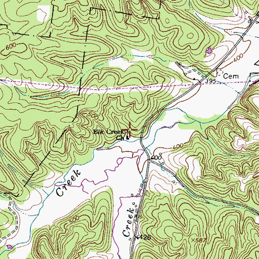 Topographic Map of Elk Creek Church, TN