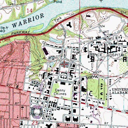 Topographic Map of The University of Alabama, AL