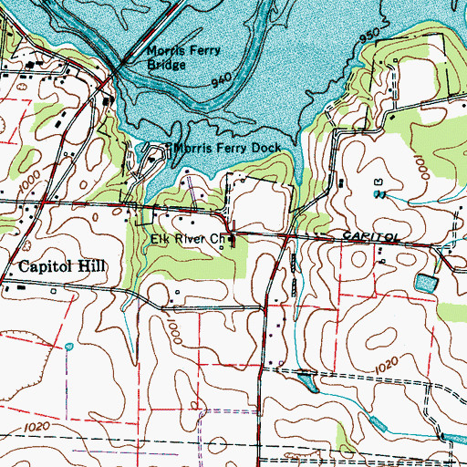 Topographic Map of Elk River Church, TN