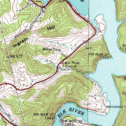 Topographic Map of Elk River Church, TN