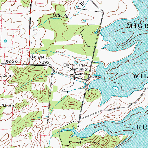 Topographic Map of Elkhorn Park Community Center, TN
