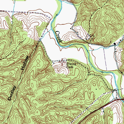 Topographic Map of Elkins Cemetery, TN