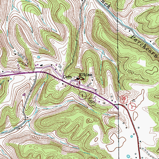 Topographic Map of Elkins Church, TN