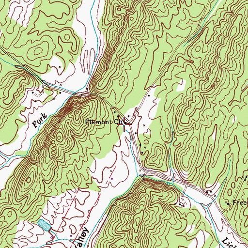 Topographic Map of Elkmont Baptist Church, TN