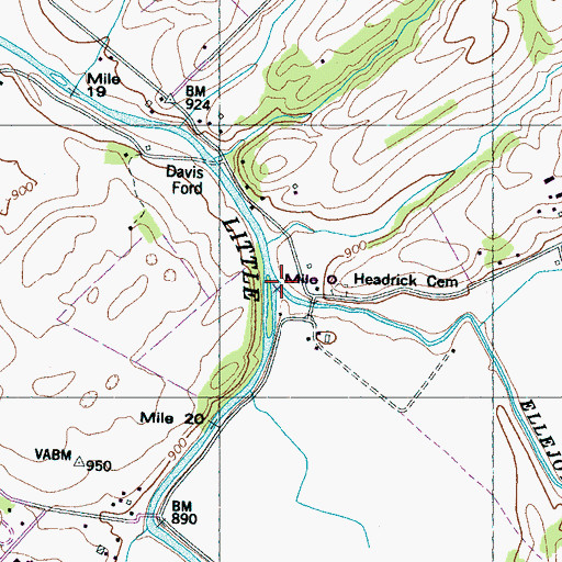 Topographic Map of Ellejoy Creek, TN