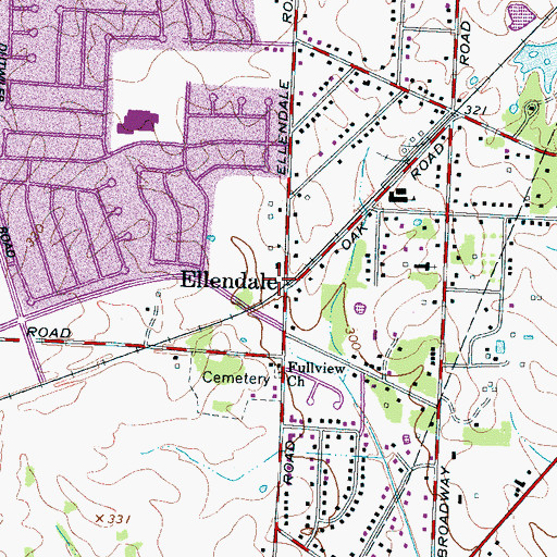 Topographic Map of Ellendale, TN