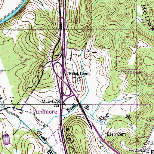 Topographic Map of Elliot Cemeteries, TN