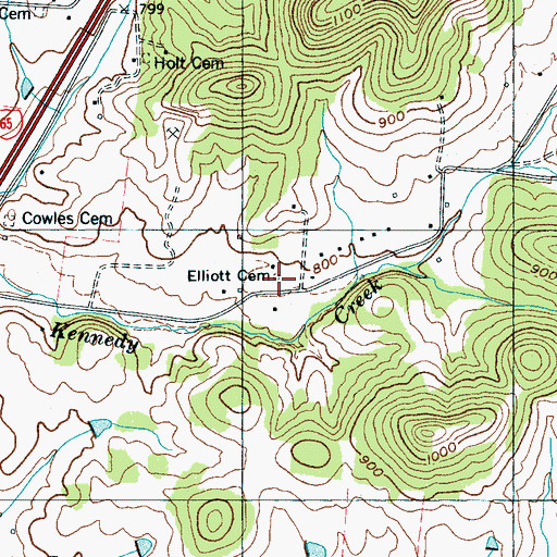 Topographic Map of Elliot Cemetery, TN