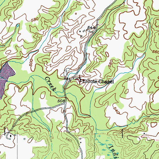 Topographic Map of Elliots Chapel, TN