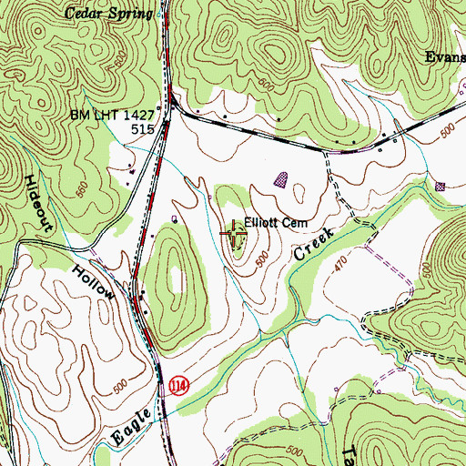 Topographic Map of Elliott Cemetery, TN