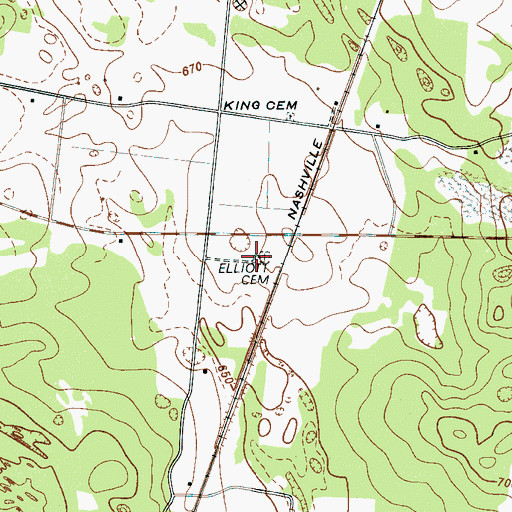 Topographic Map of Elliott Cemetery, TN