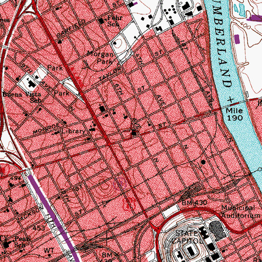 Topographic Map of Elliott School, TN