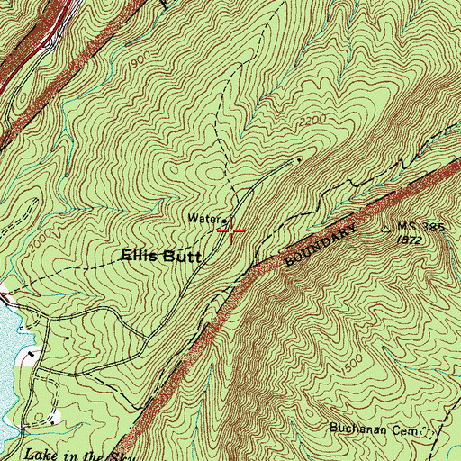 Topographic Map of Ellis Butt, TN