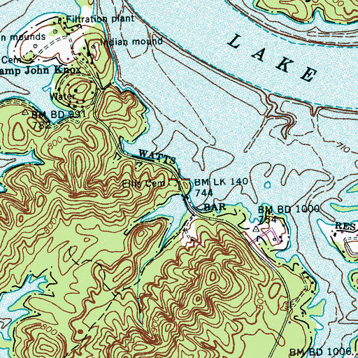 Topographic Map of Ellis Cemetery, TN