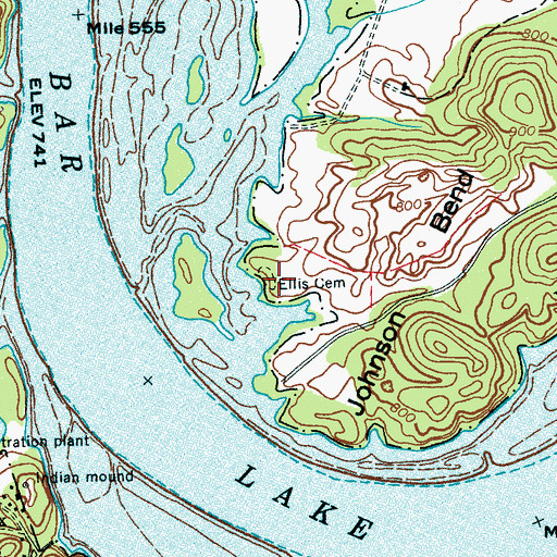 Topographic Map of Ellis Cemetery, TN