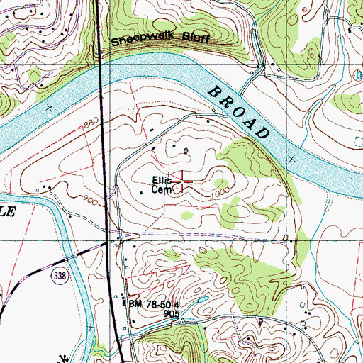 Topographic Map of Ellis Cemetery, TN