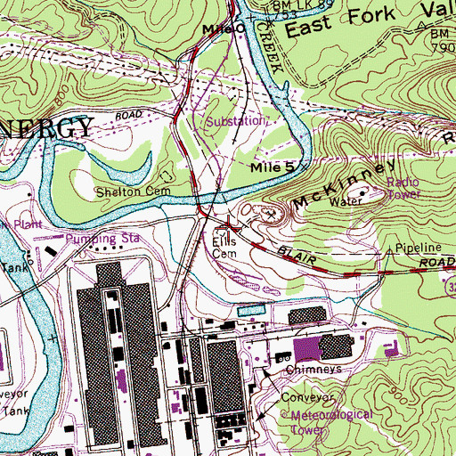 Topographic Map of Ellis Cemetery, TN