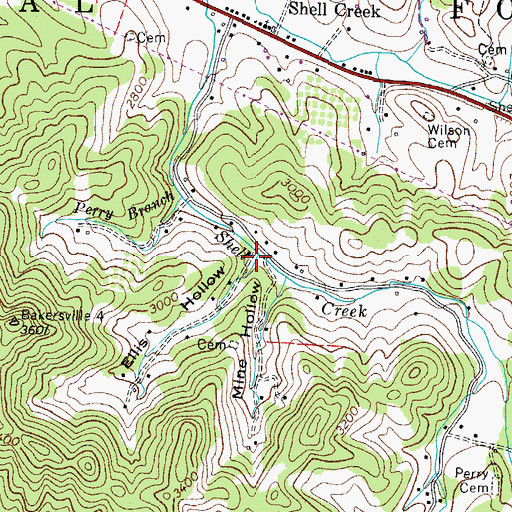 Topographic Map of Ellis Hollow, TN