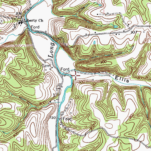 Topographic Map of Ellis Hollow, TN