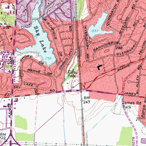 Topographic Map of Ellis Park, TN