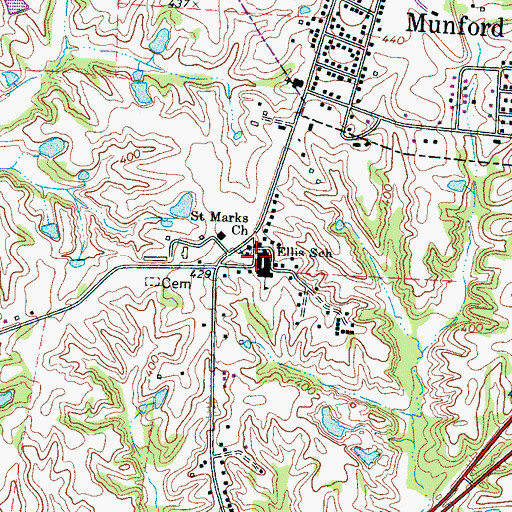 Topographic Map of Ellis School, TN