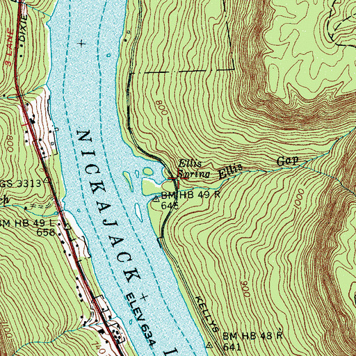 Topographic Map of Ellis Spring, TN