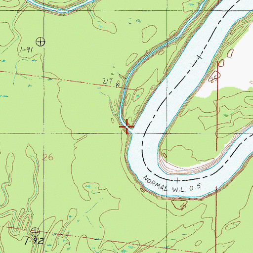 Topographic Map of Upper Bassett Landing, AL