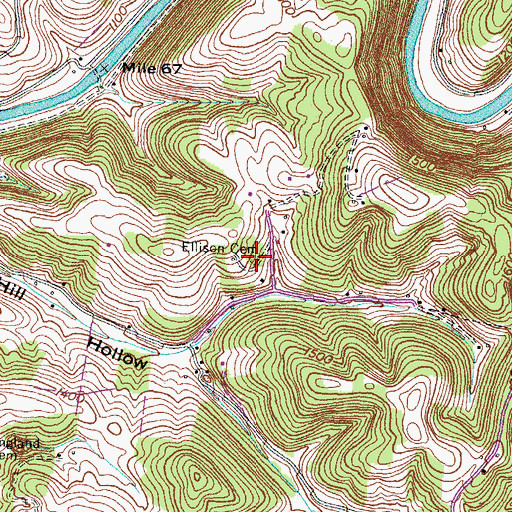 Topographic Map of Ellison Cemetery, TN