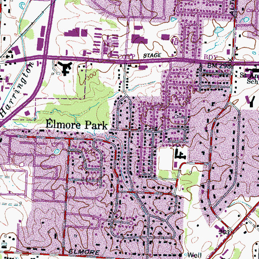 Topographic Map of Elmore Park, TN