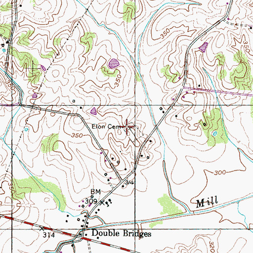 Topographic Map of Elon Cemetery, TN