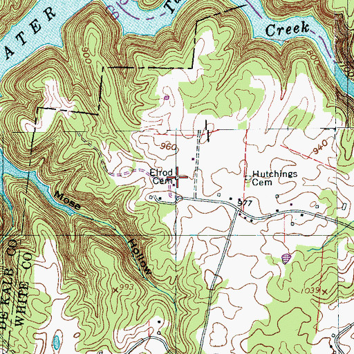 Topographic Map of Elrod Cemetery, TN