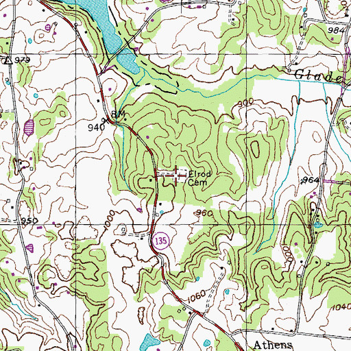 Topographic Map of Elrod Cemetery, TN