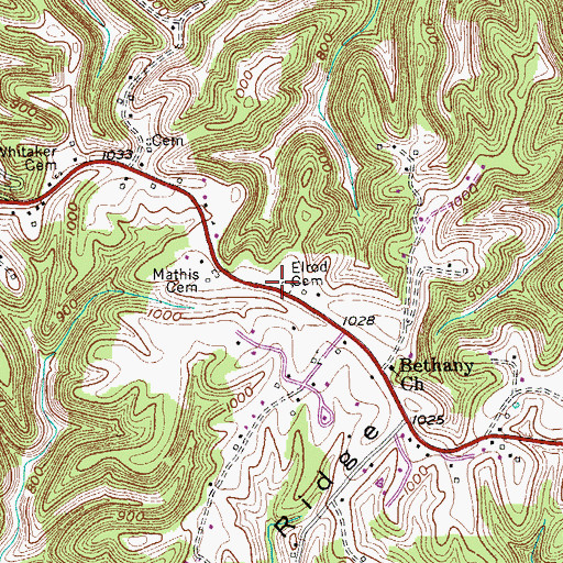 Topographic Map of Elrod Cemetery, TN