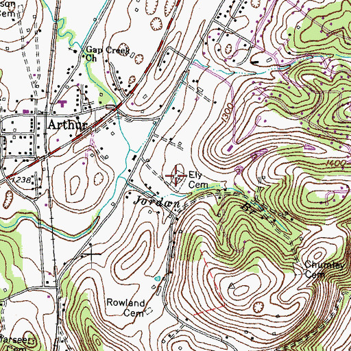 Topographic Map of Ely Cemetery, TN