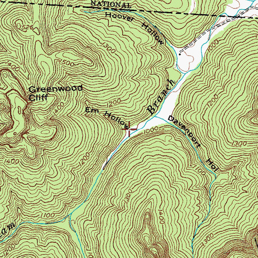 Topographic Map of Em Hollow, TN