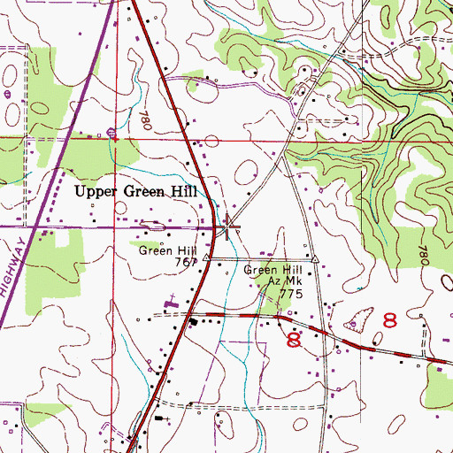 Topographic Map of Upper Green Hill, AL