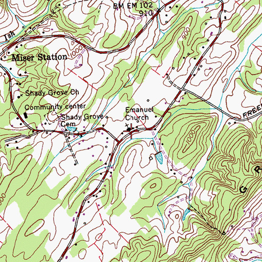 Topographic Map of Emanuel Church, TN
