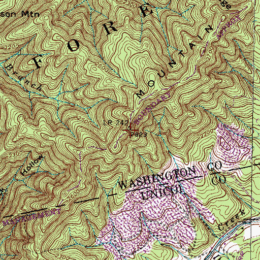 Topographic Map of Embreeville Mountain, TN