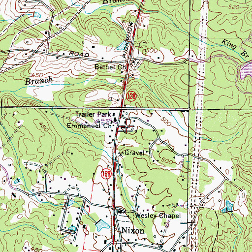 Topographic Map of Emmanuel Church, TN